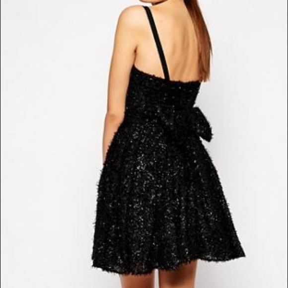 French Connection Bow Back Sparkly Party Prom Dress - Picture 3 of 8